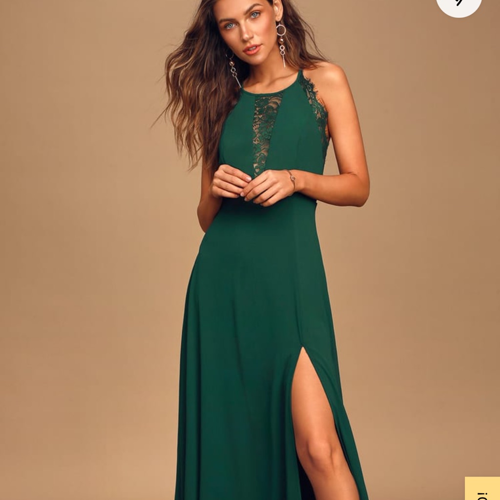 Lulus New Forest Green Long Dress - Never Worn